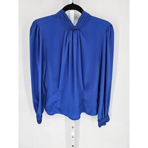 Anna Kriste Women's Long Sleeve Blue Crew Neck Button Down Polyester To Size 10